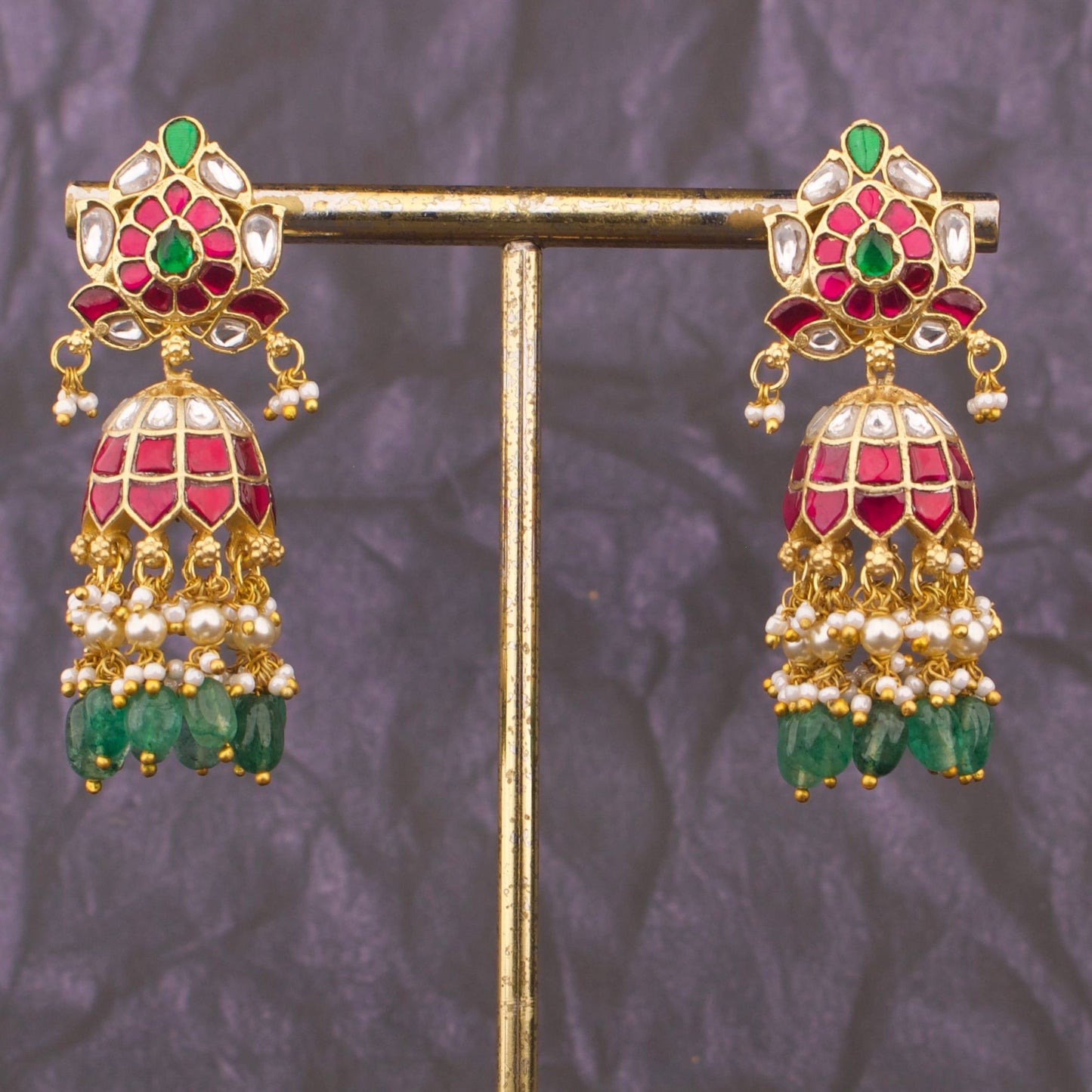 Bridal Style Jadau Kundan Jhumka Earrings