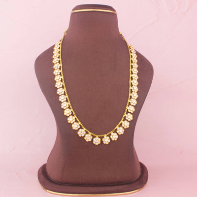 Floral Design Moissanite Polki Long Necklace