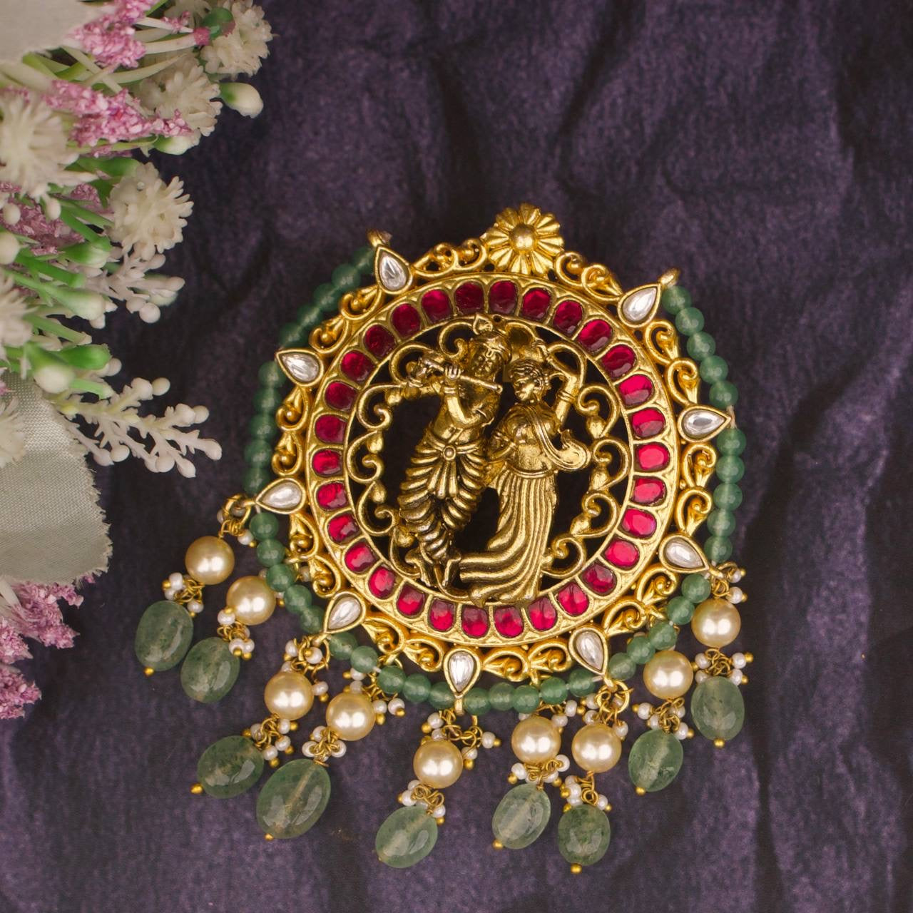 Divine Gold Style Radha Krishna Locket