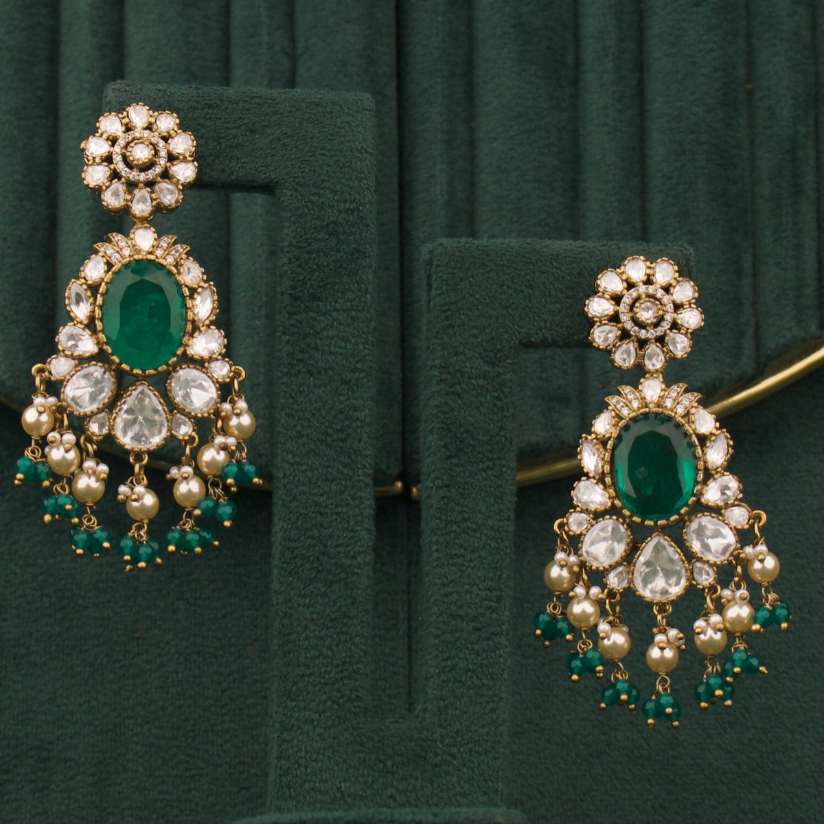 Traditional Victorian Chandbali Earrings With Pearl Drops