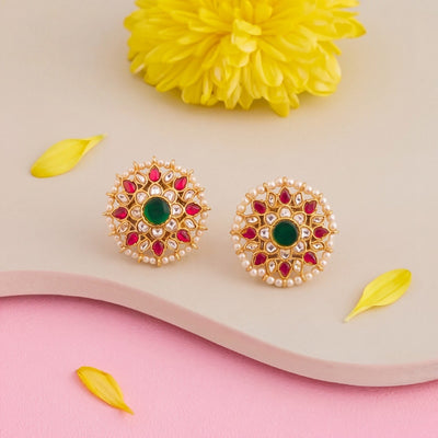 Circular Jadau Kundan Stud Earrings