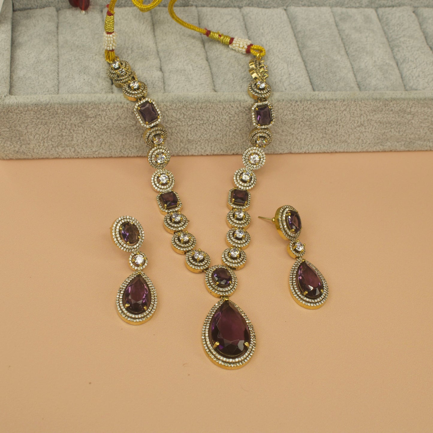 Victorian Amethyst Teardrop Necklace Set