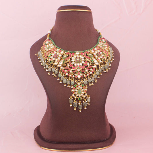 Traditional  Stone Carved Jadau Kundan Necklace
