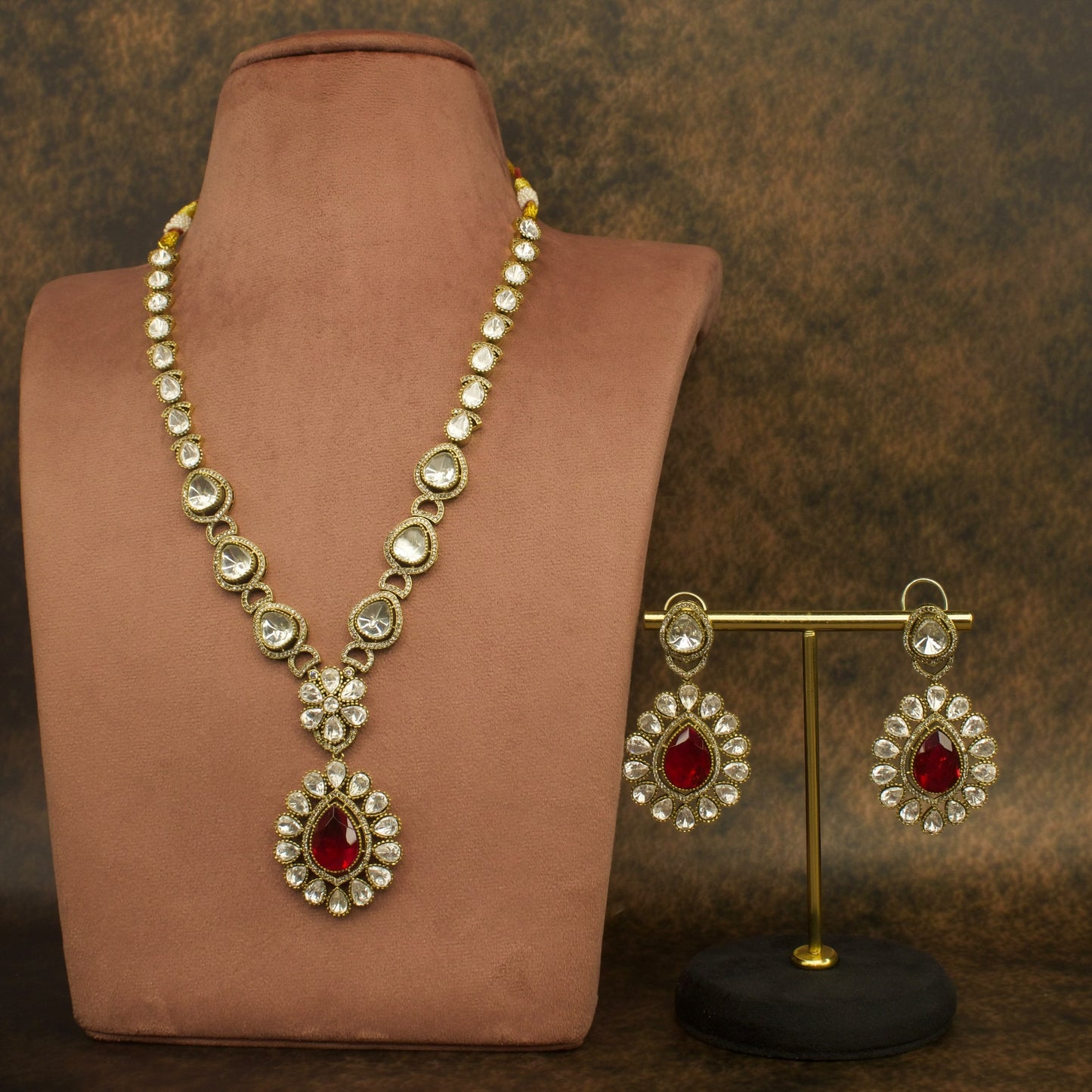 Nita Ambani Inspired Victorian Polki Necklace Set