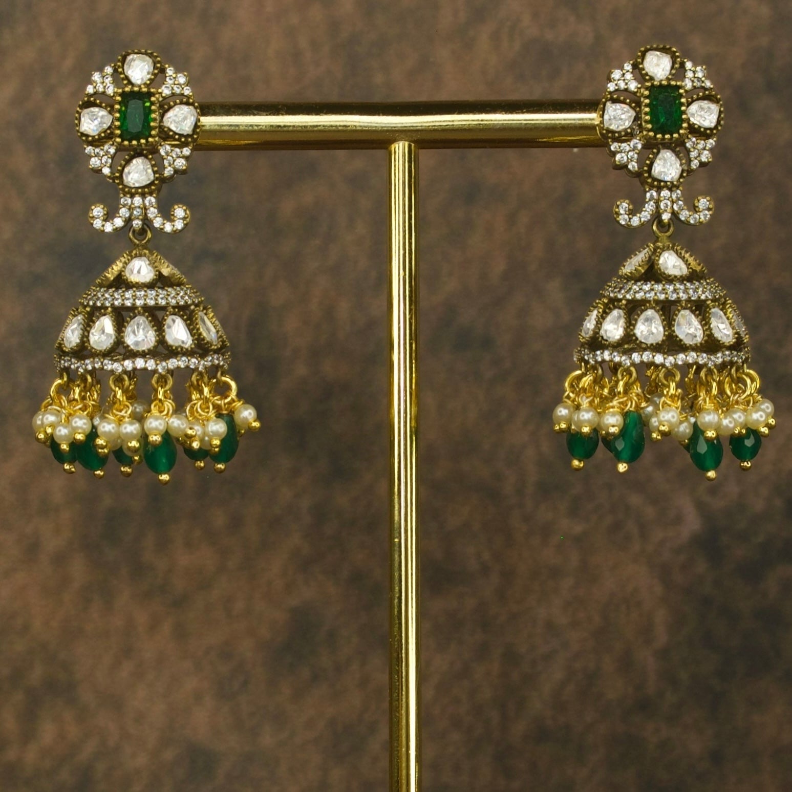 Majestic Heritage: Victorian Jhumka Earrings with Victorian finish 