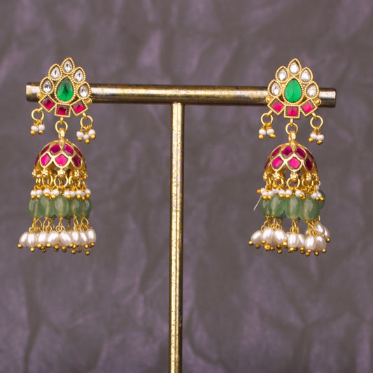 Ethnic Jadau Kundan Hanging Earrings