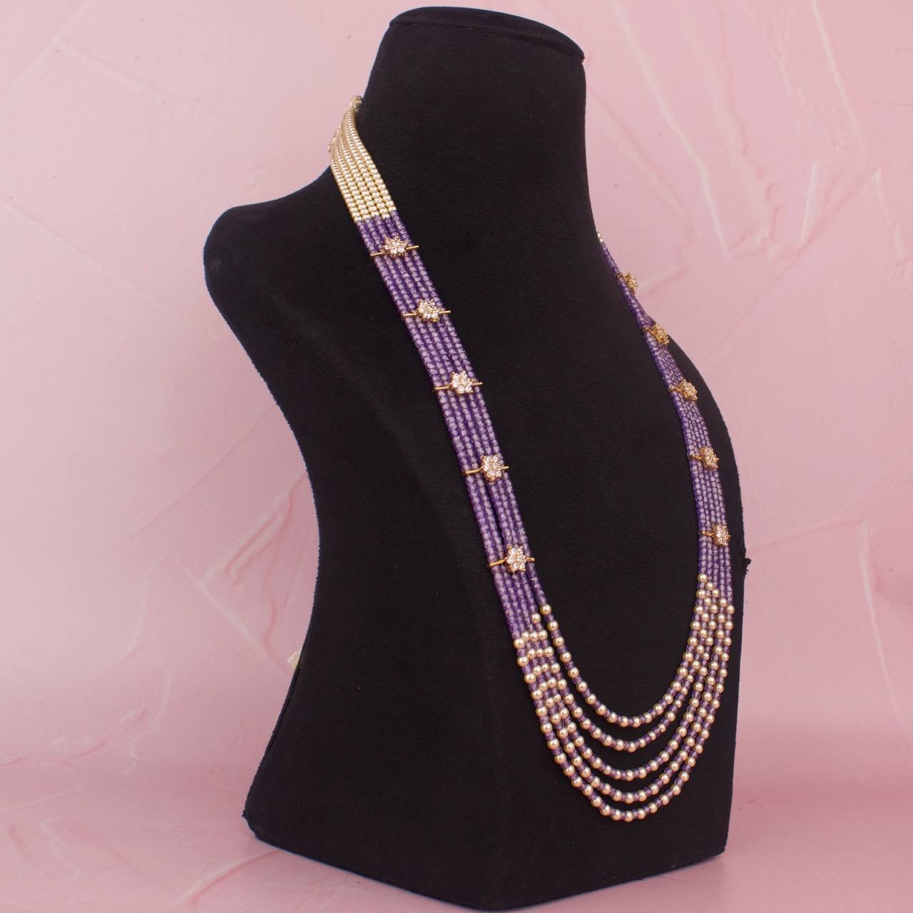 Stunning Beads Mala With Cz Side Lockets