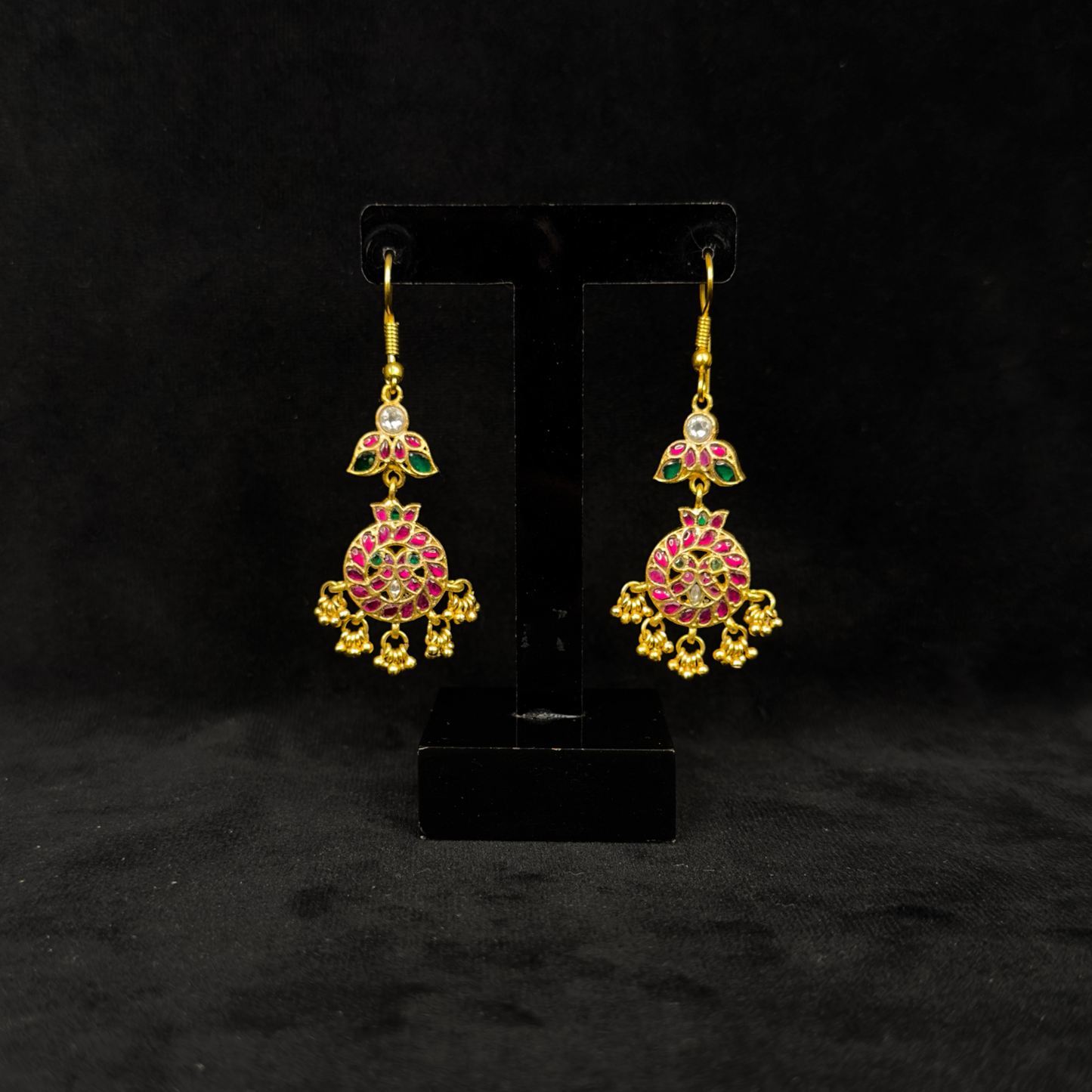 Peacock X Flower Hook Jadau Kundan Earrings