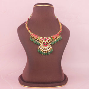 Designer Jadau Kundan Necklace With Strawberry Beads