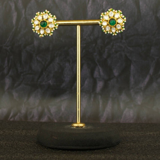 Floral Studded Polki Stud Earrings