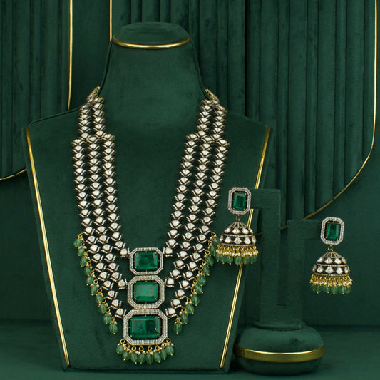 Grand Bridal Polki Necklace With Earrings