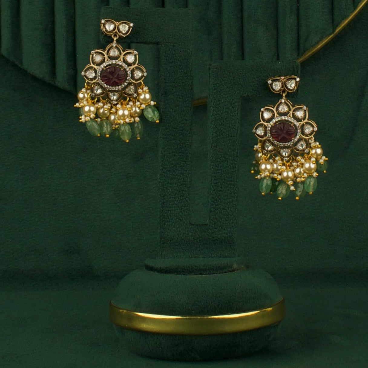 Handcrafted floral Design Fusion Kundan & Polki Victorian Beads Necklace Set