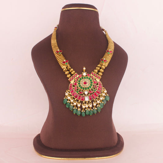 Unique Gold Style Design Jadau Kundan Necklace Set - DULHAN JEWELS