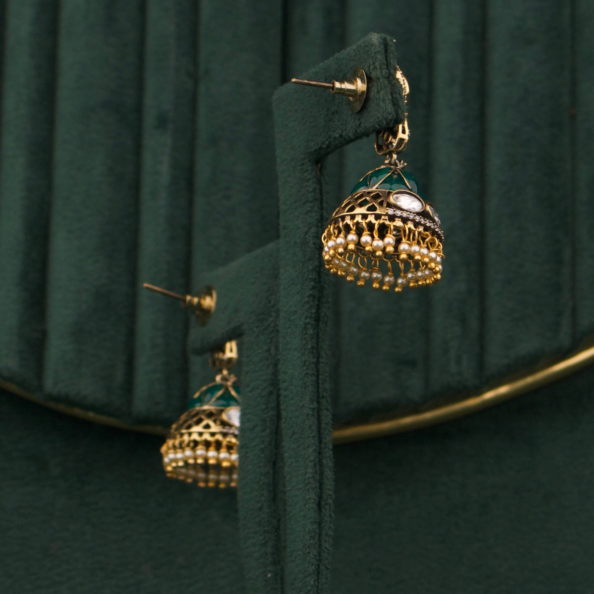 Mini Jhumka Earrings With Polki Stones
