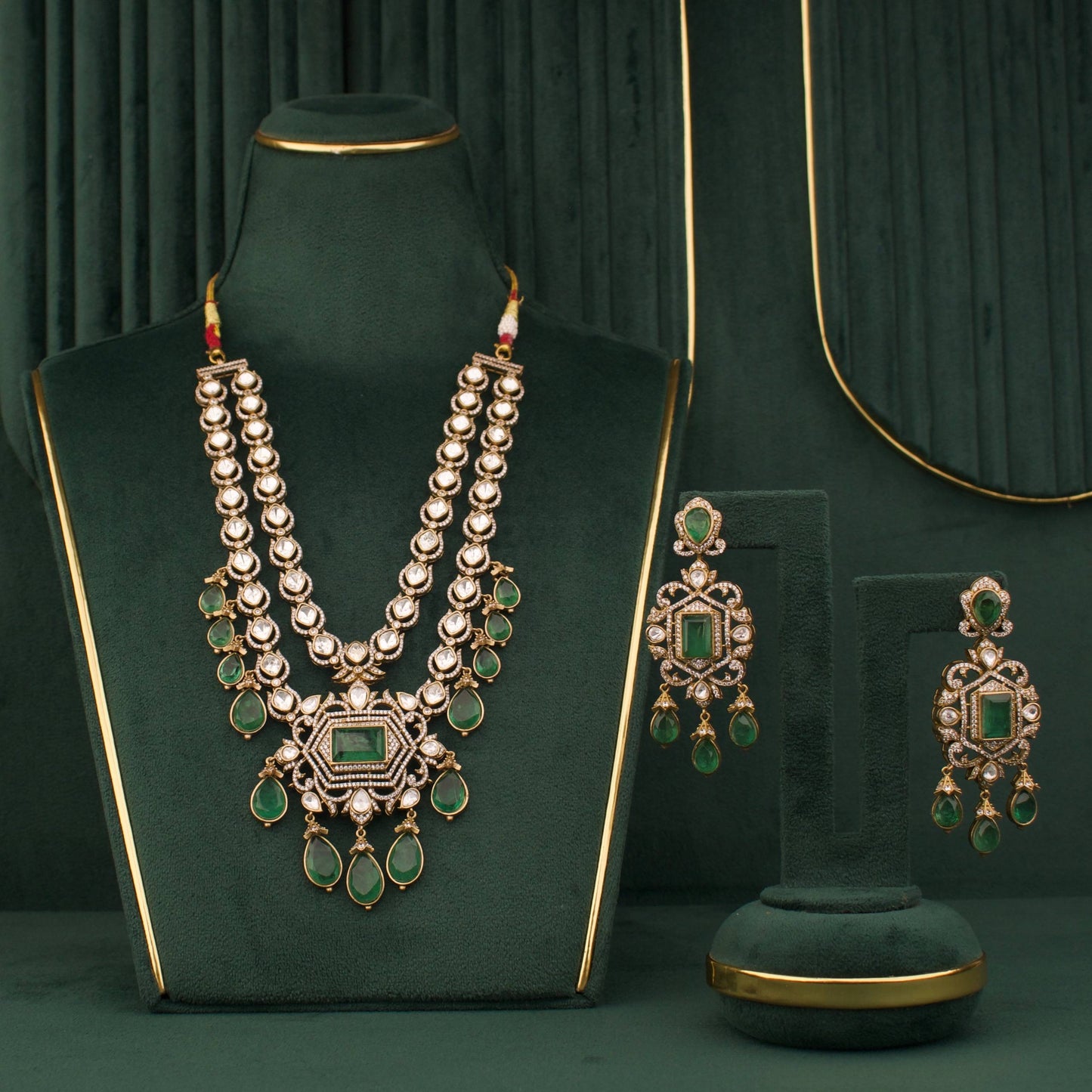 Royal Heritage Polki Jadau Kundan Layered Necklace Set With Matching Earrings