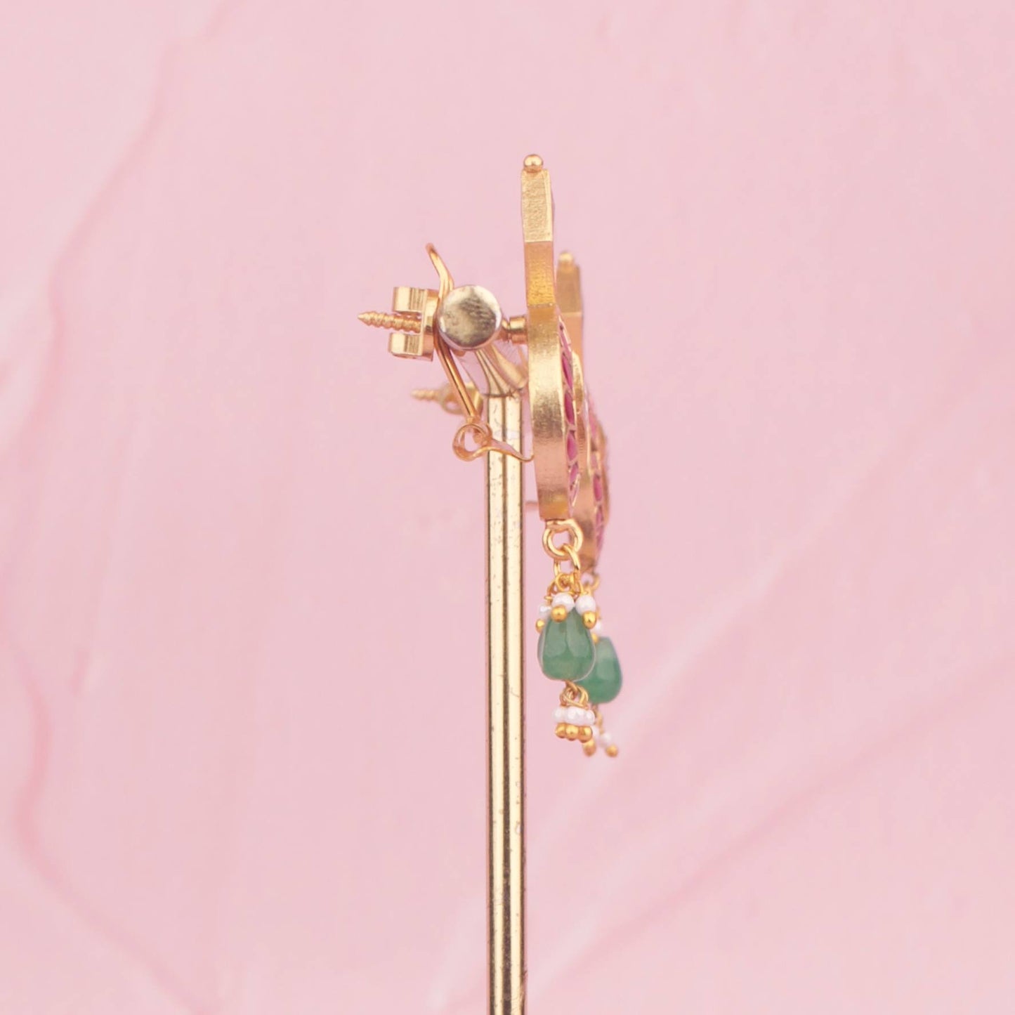 Bridal Jadau Kundan Long Bottumala With Matching Earrings