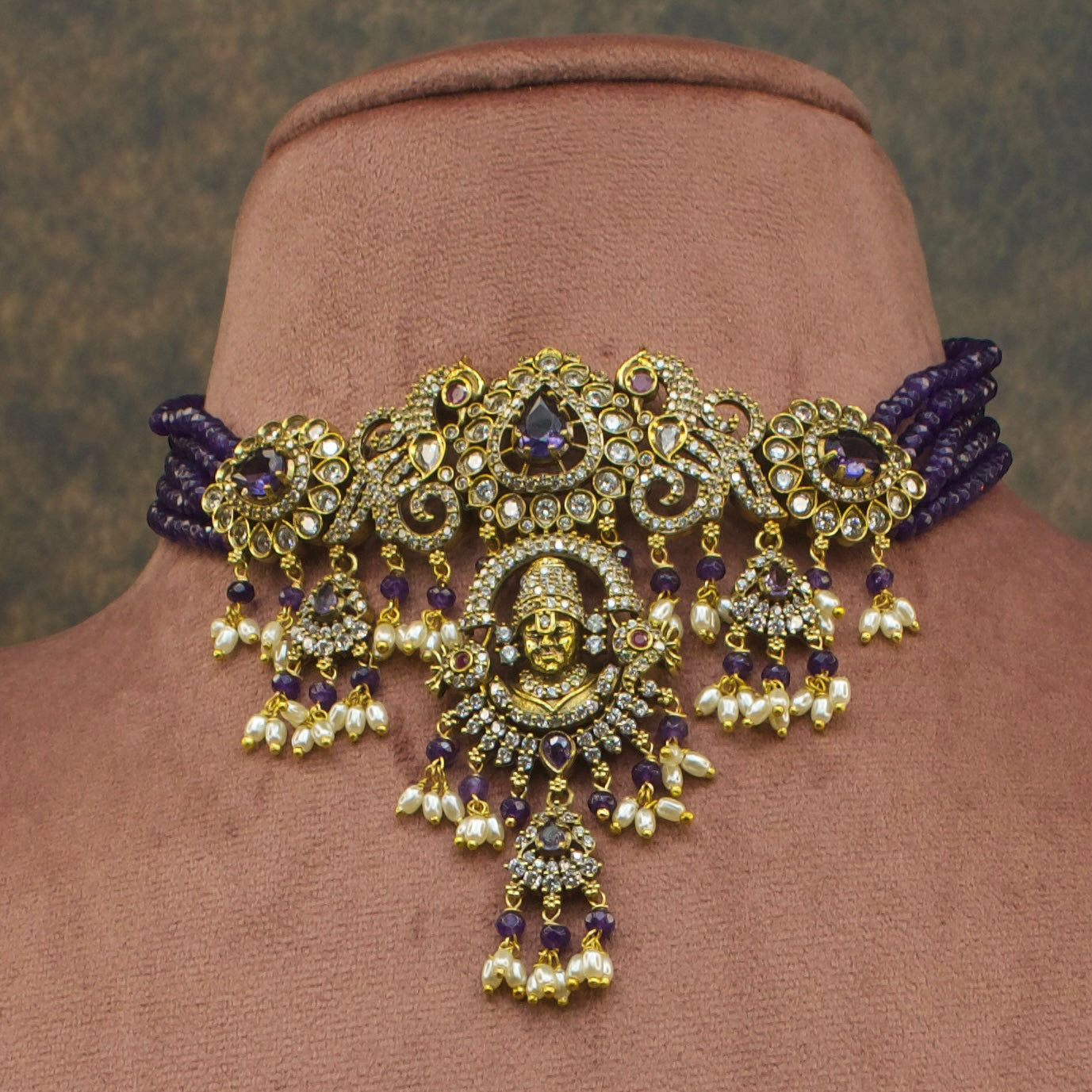 Balaji Victorian Choker Necklace With Earrings with high quality Victorian finish