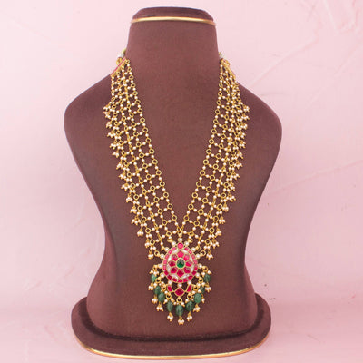 Designer Jadau Kundan Necklace With Emerald Beads