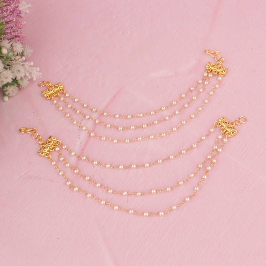 Simple Pearl Champasaralu Ear Chain