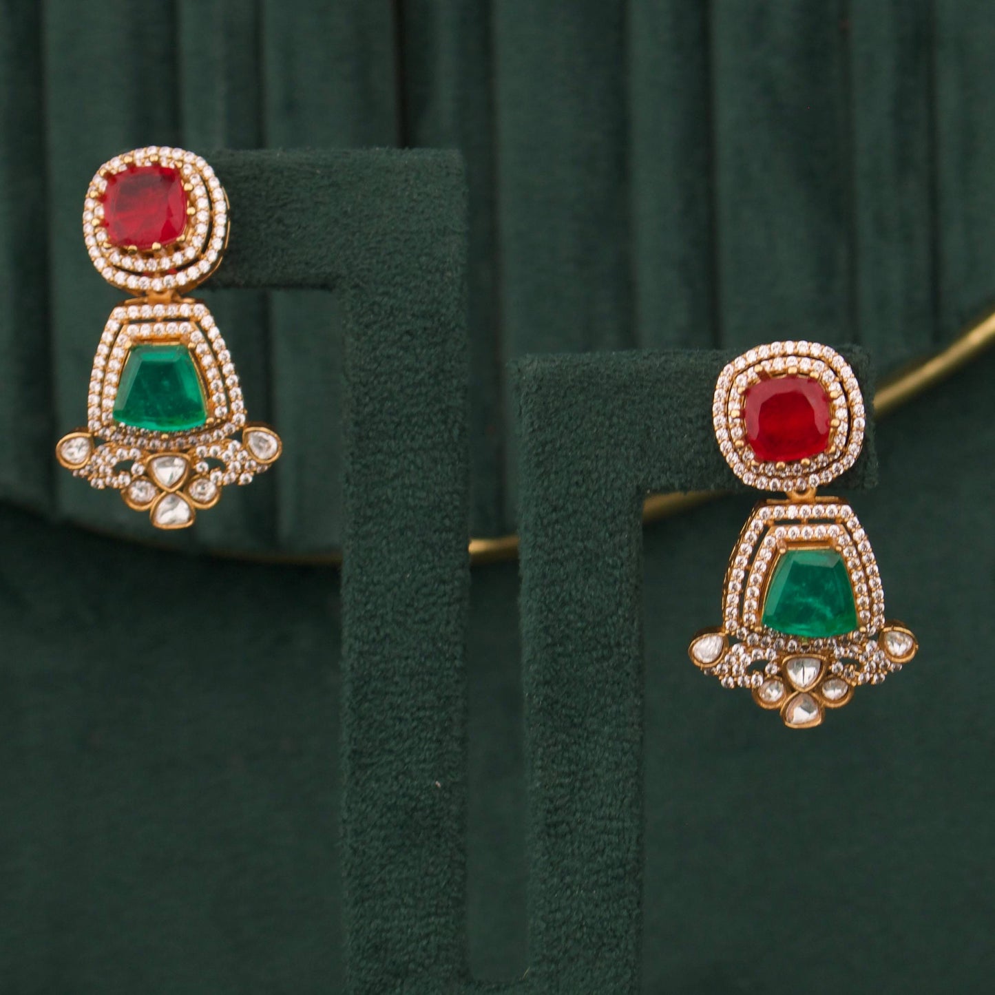 Designer Victorian Double Layer Necklace Set With Earrings