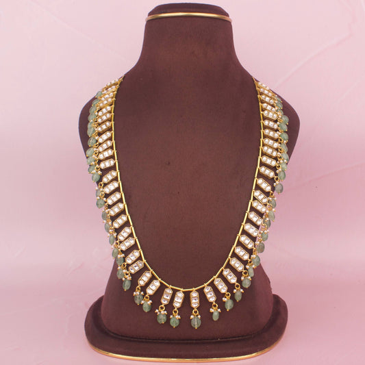 Sleek Jadau Kundan Bits Chain Necklace With Beads Hangings