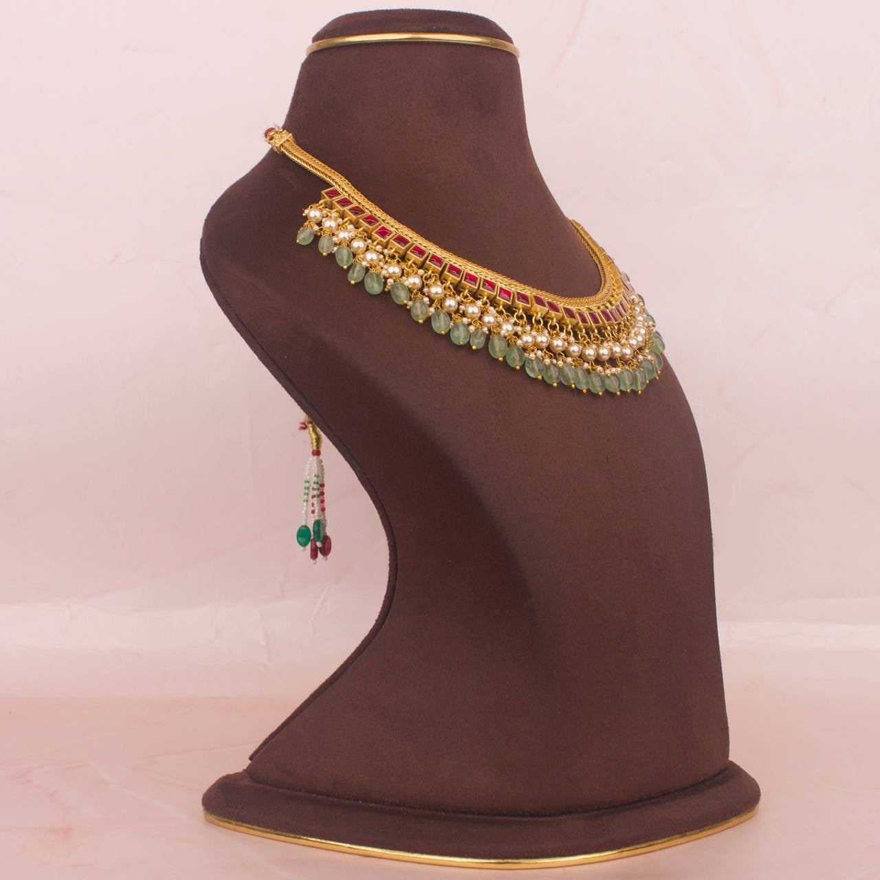 Simple Sleek Jadau Kundan Stone Nantad Chain Necklace