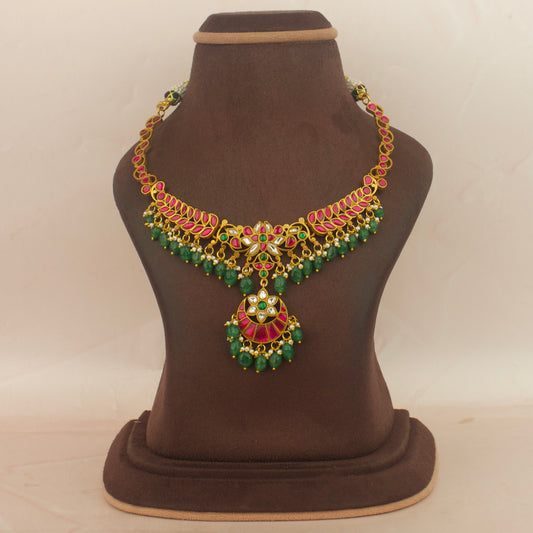 Opulent Jadau Kundan Short Necklace With Locket