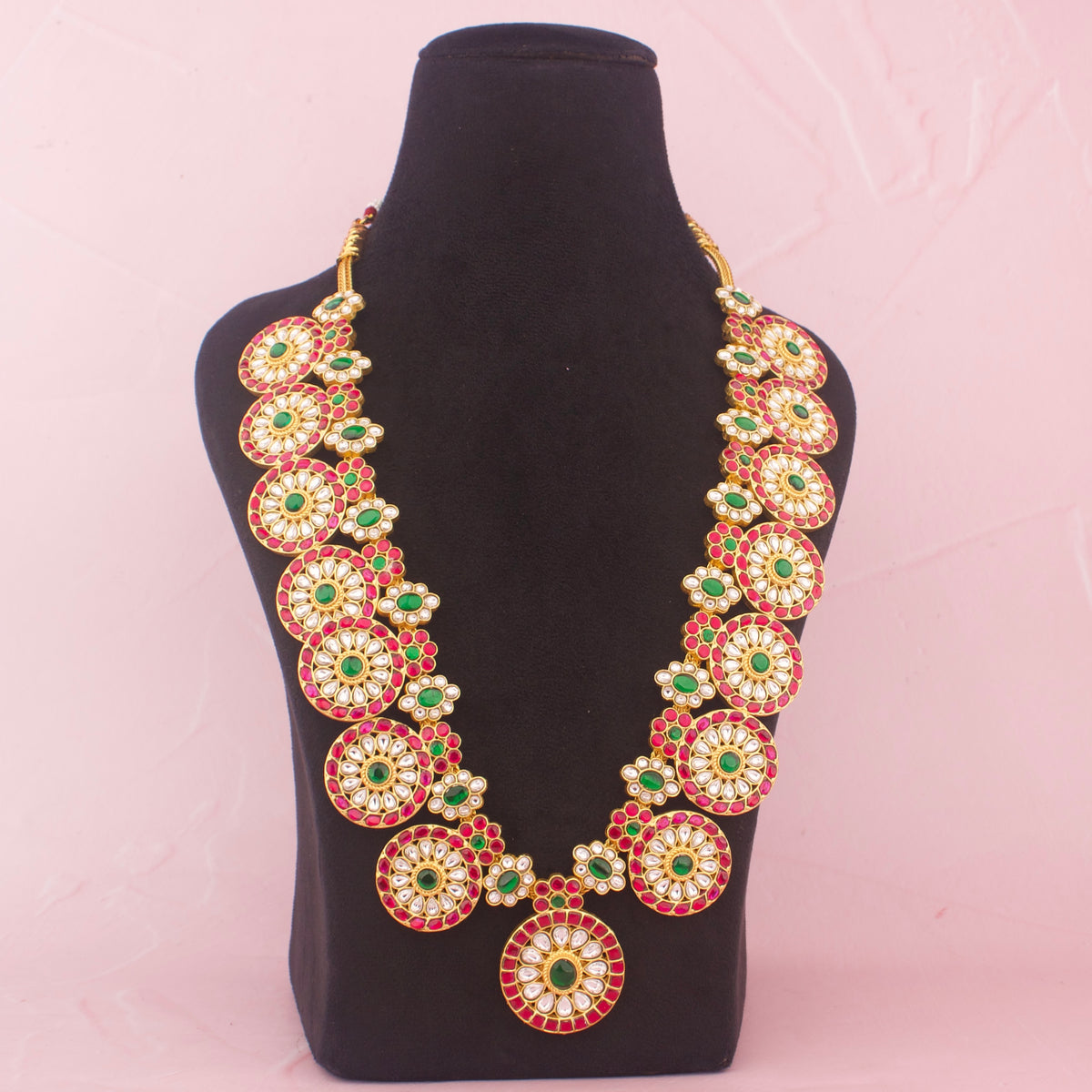 Traditional Gold Style Jadau Kundan Bottumala Necklace