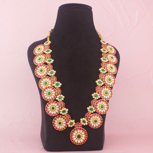 Traditional Gold Style Jadau Kundan Bottumala Necklace