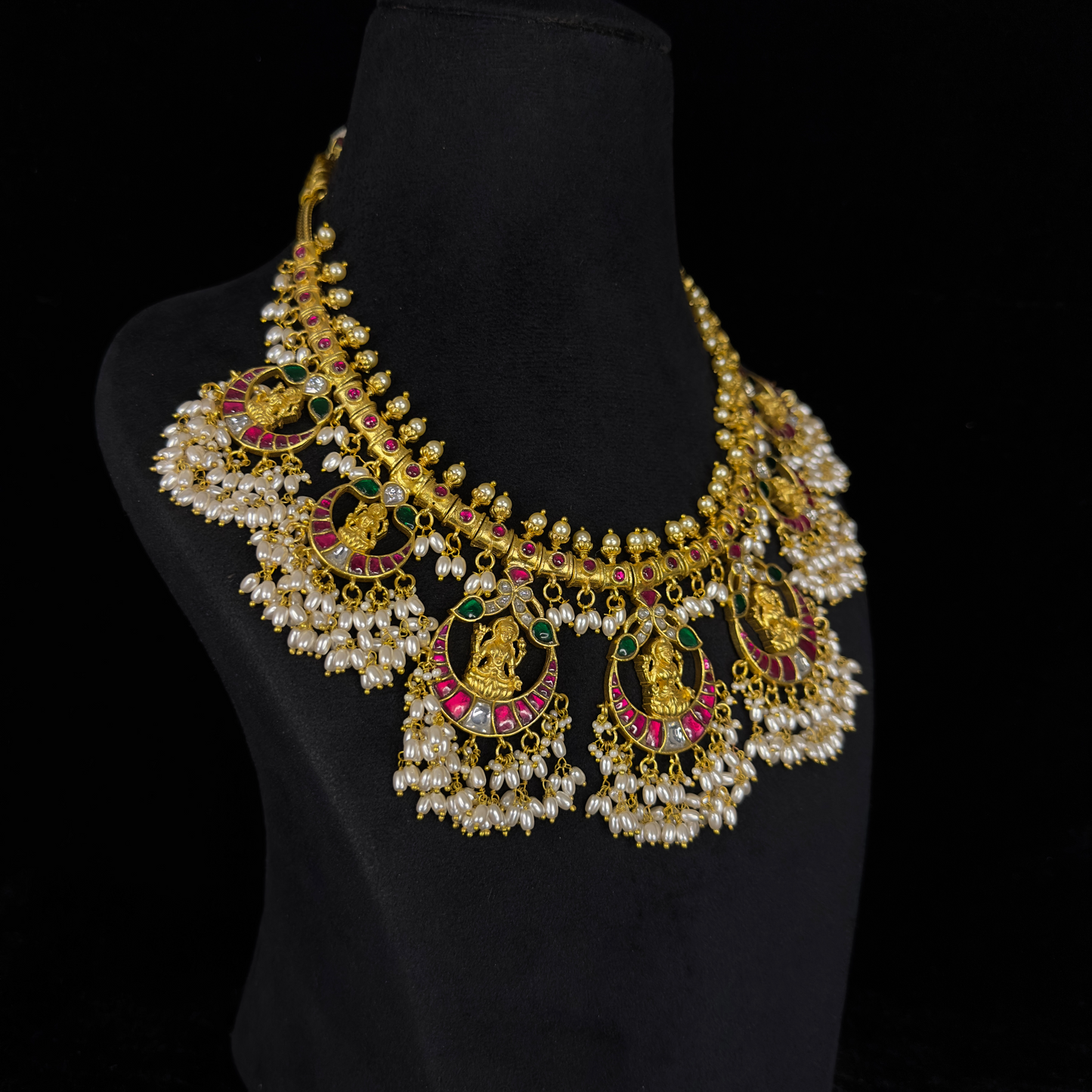 Divine Elegance: Guttapusulu Jadau Kundan Necklace with 22k gold plating This product belongs to Jadau Kundan jewellery Category