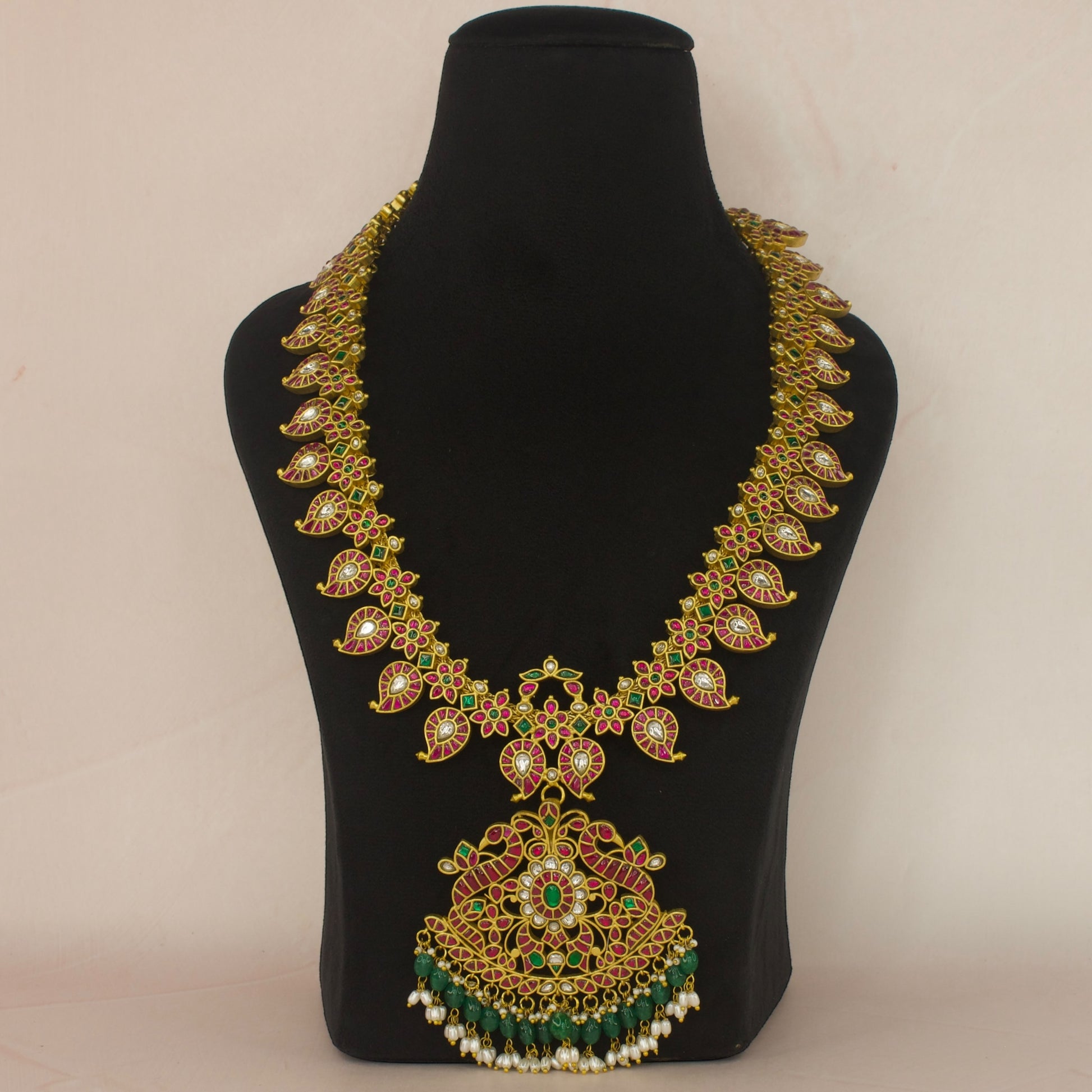 Heavy Gold Plated Jadau Kundan Mango Haram for Bridal Wear