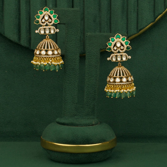 Kundan Polki Studded Victorian Jhumki Earrings