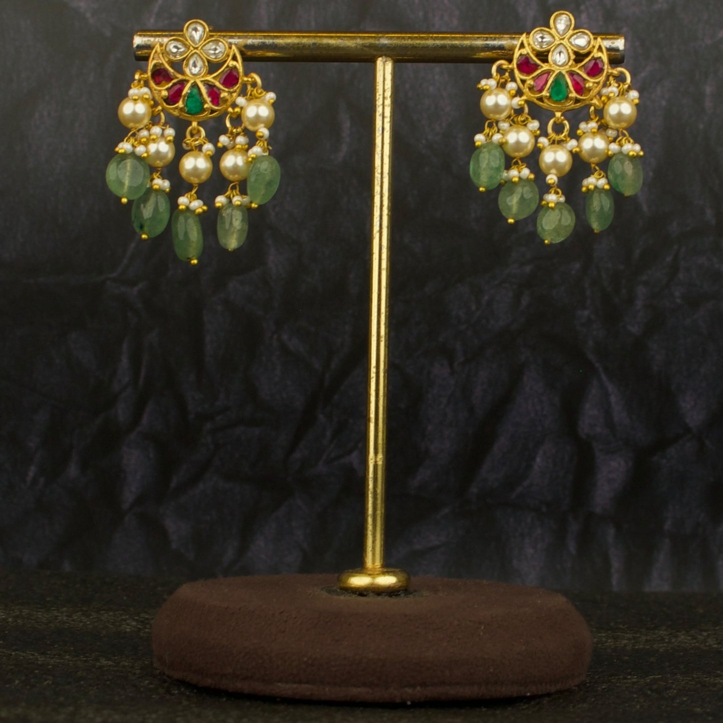 Chandbali Design Studded Jadau Kundan Hanging Earrings