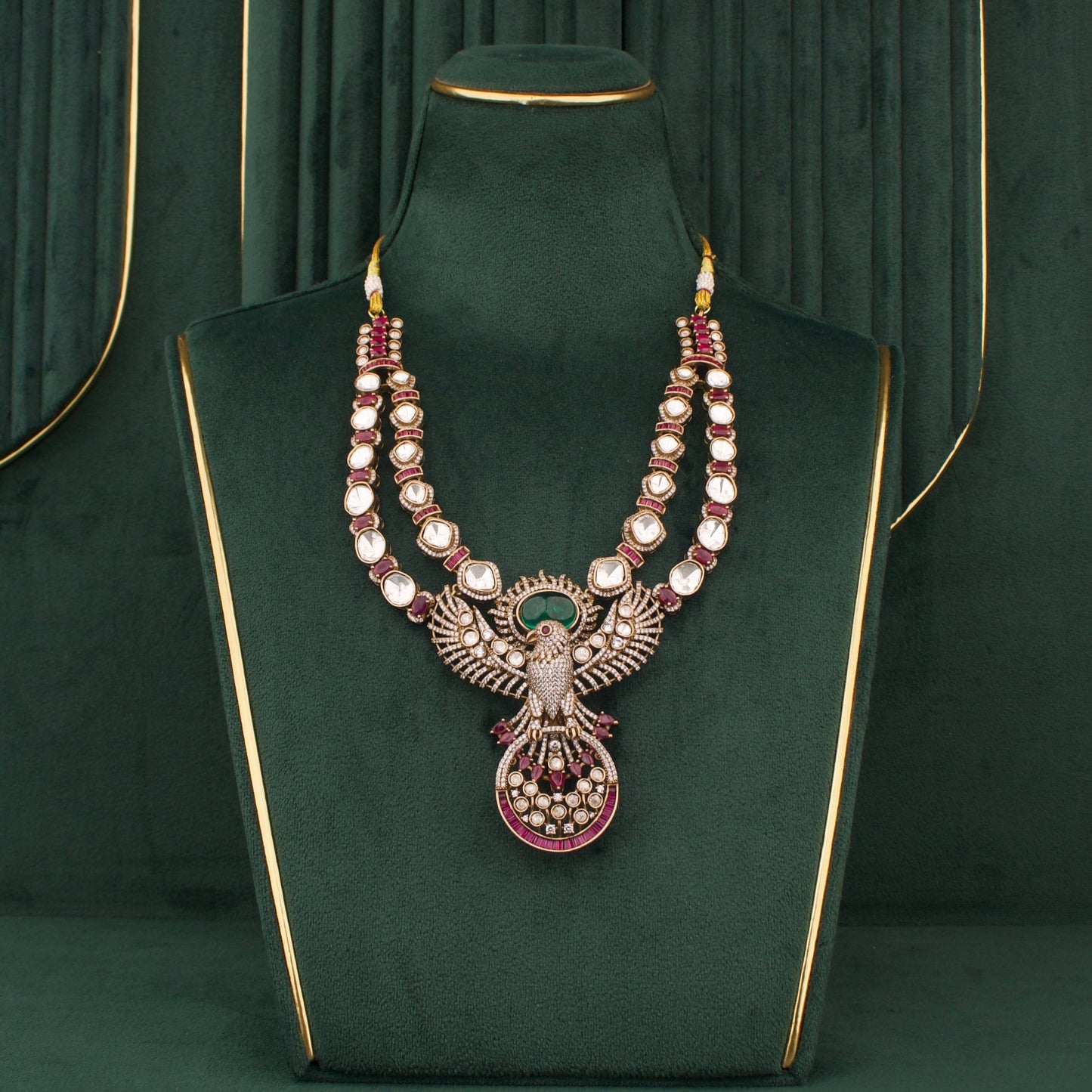 Designer Eagle Victorian Necklace Set With Earrings