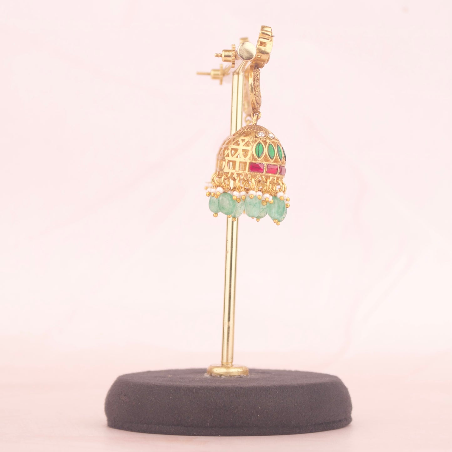 Gold Inspired Jadau Kundan Kasula Necklace With Matching Earrings - DULHAN JEWELS