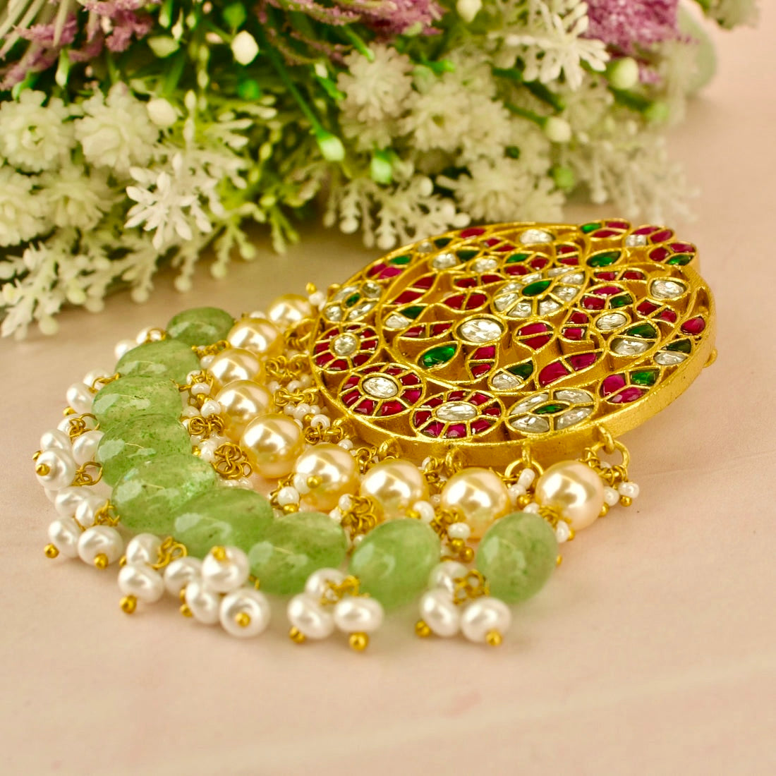 Bridal Exquisite floral Design Jadau Kundan Locket