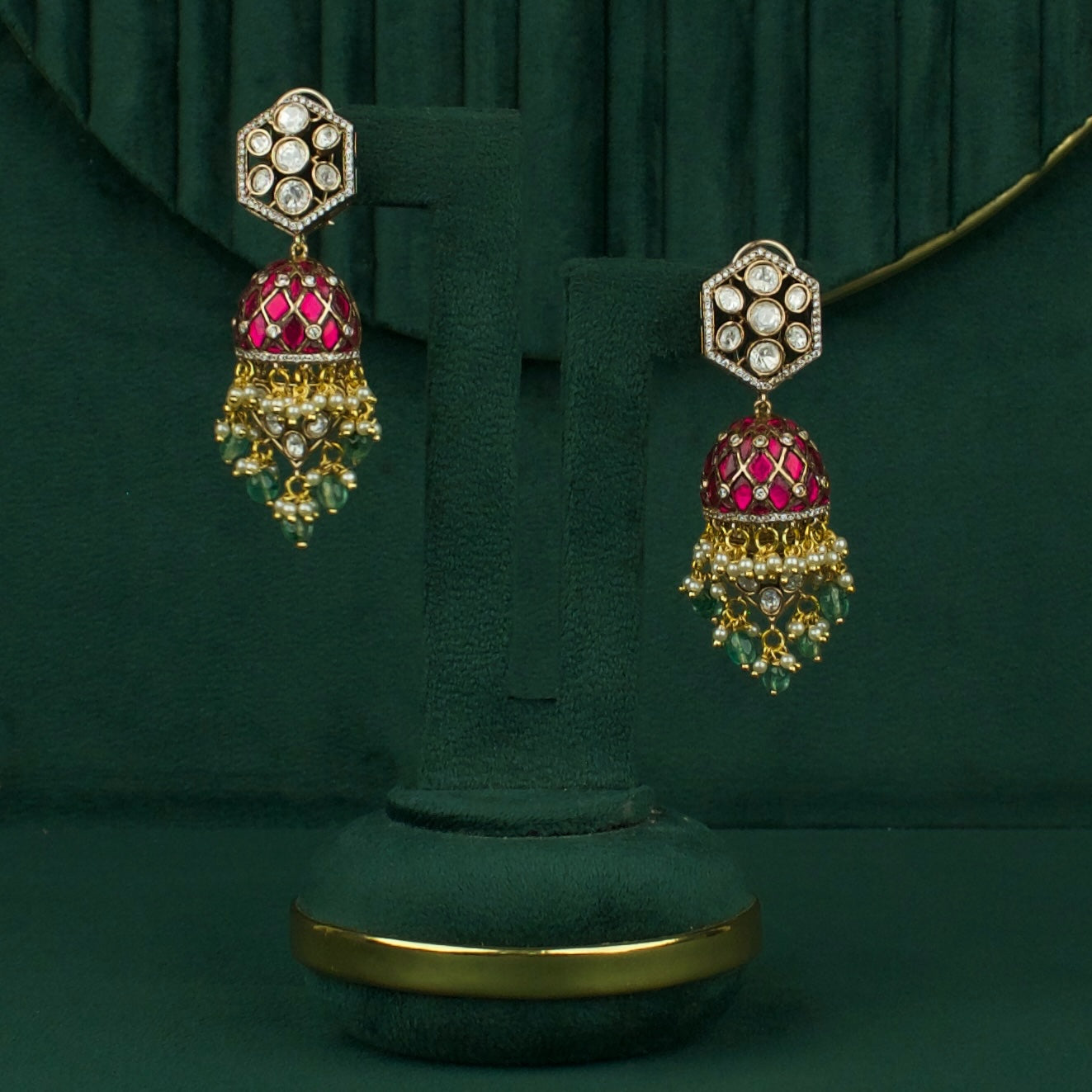 Trending Polki Studded Kundan Jhumki Earrings