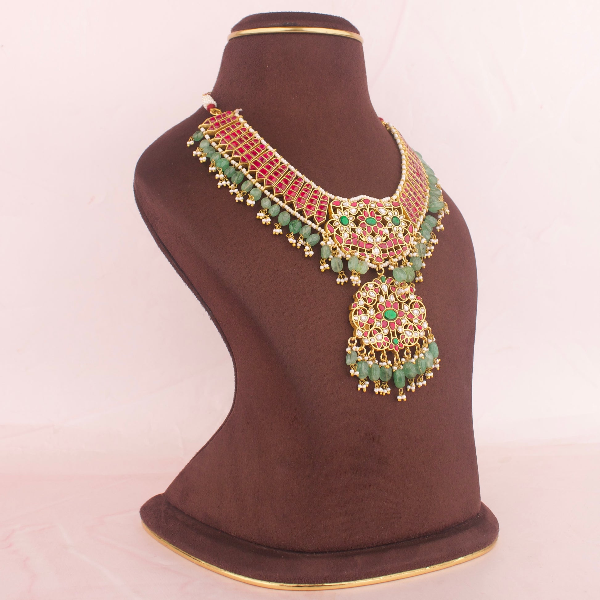 Majestic Jadau Kundan Short Necklace 2/1 Reversible Necklace - DULHAN JEWELS