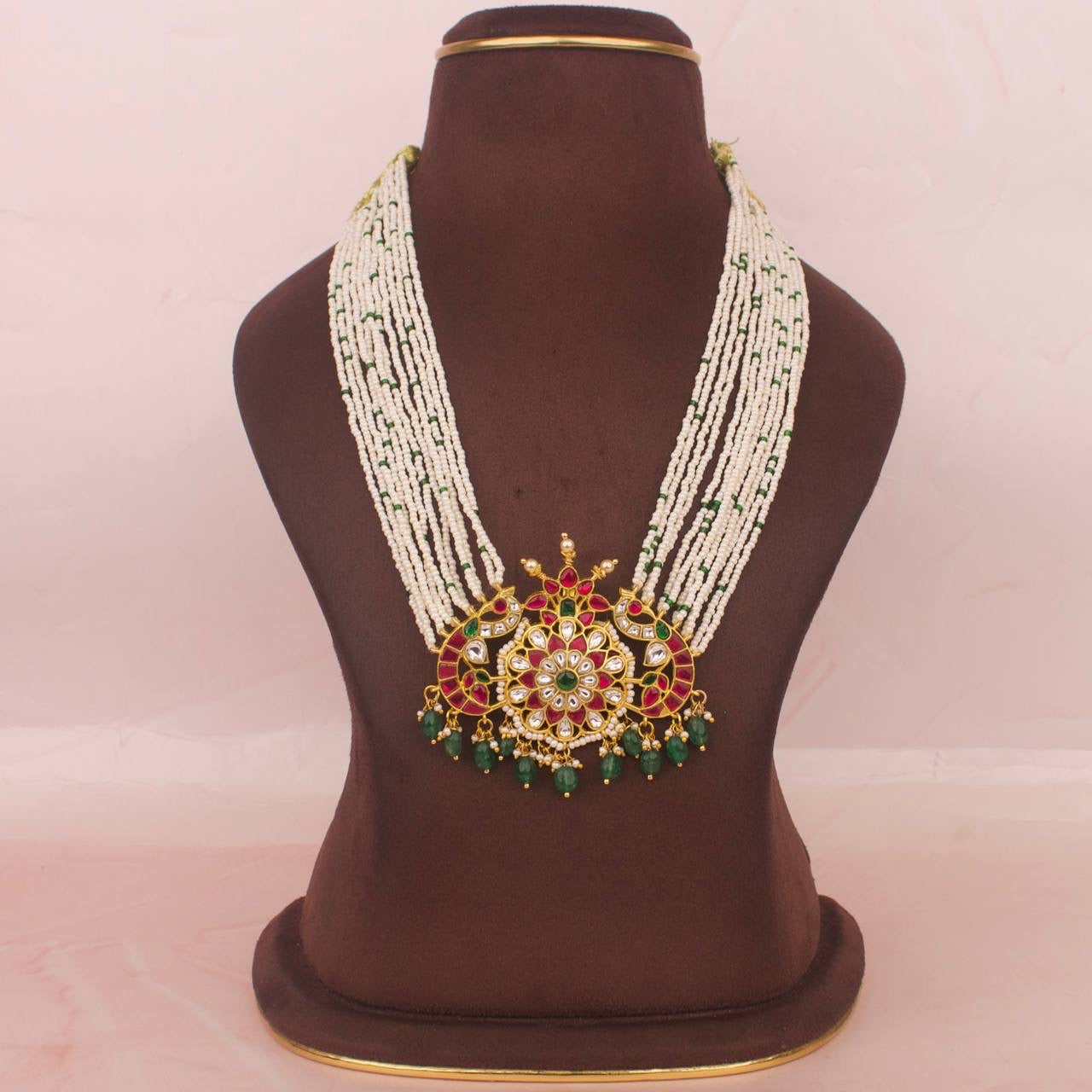 Gold Inspired Jadau Kundan Pearl Necklace