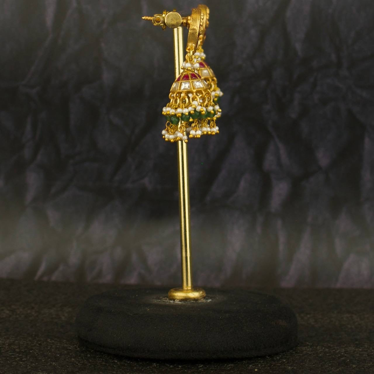 Divine Laxmi Devi Studded Jadau Kundan Jhumki