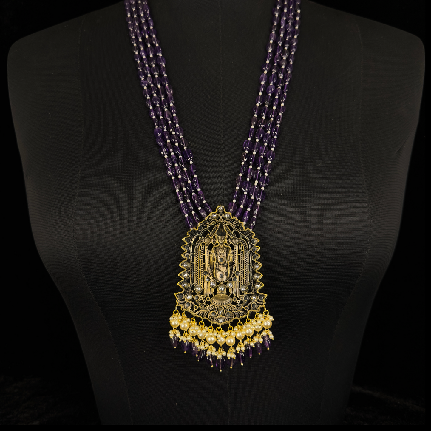 Lord Balaji Victorian Beads Mala in royal amethyst colour