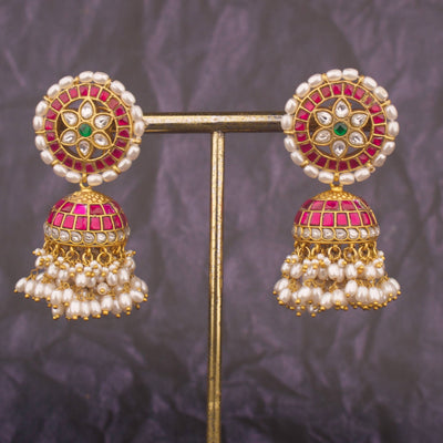 Regal Jadau Kundan Jhumki With Ricepearl Hangings
