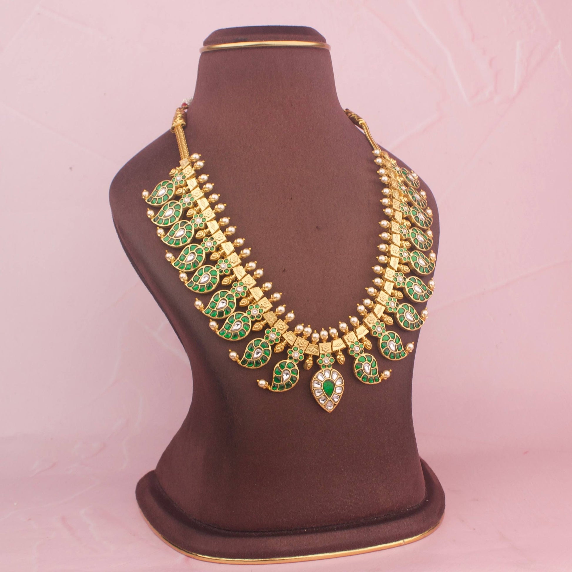 Backing & Workmanship Detail of Majestic Jadau Kundan Mango Necklace | Dulhan Jewels