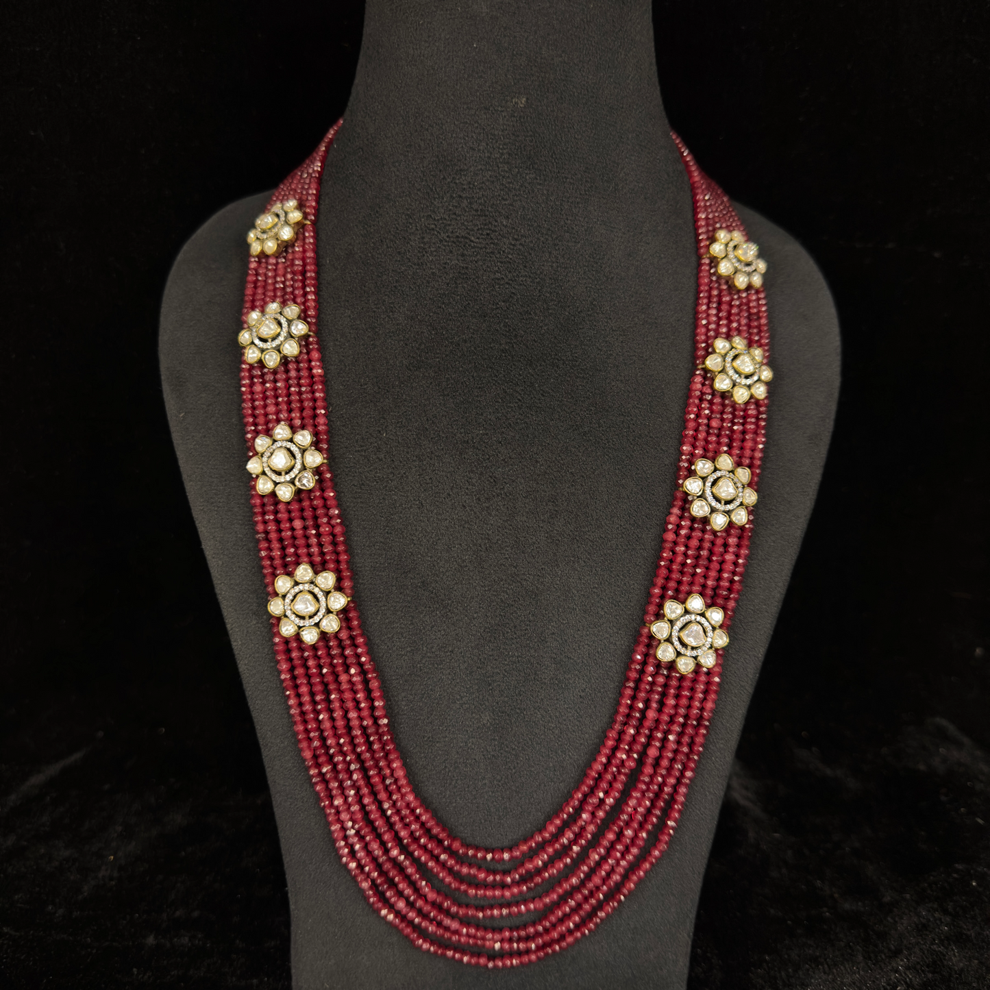 Gorgeous Beads Mala Set with Polki & Zircon stones