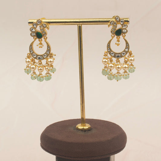 Peacock Studded Jadau Kundan Chandbali Earrings