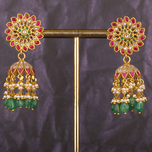Stunning Jadau Kundan Jhumki Earrings
