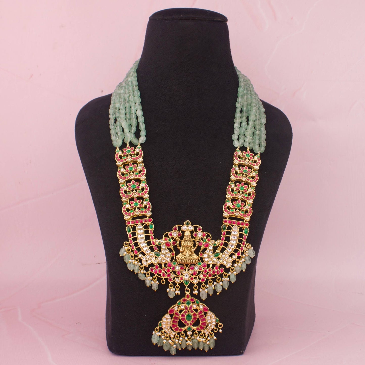 Divine Laxmi Devi Jadau Kundan Beads Mala