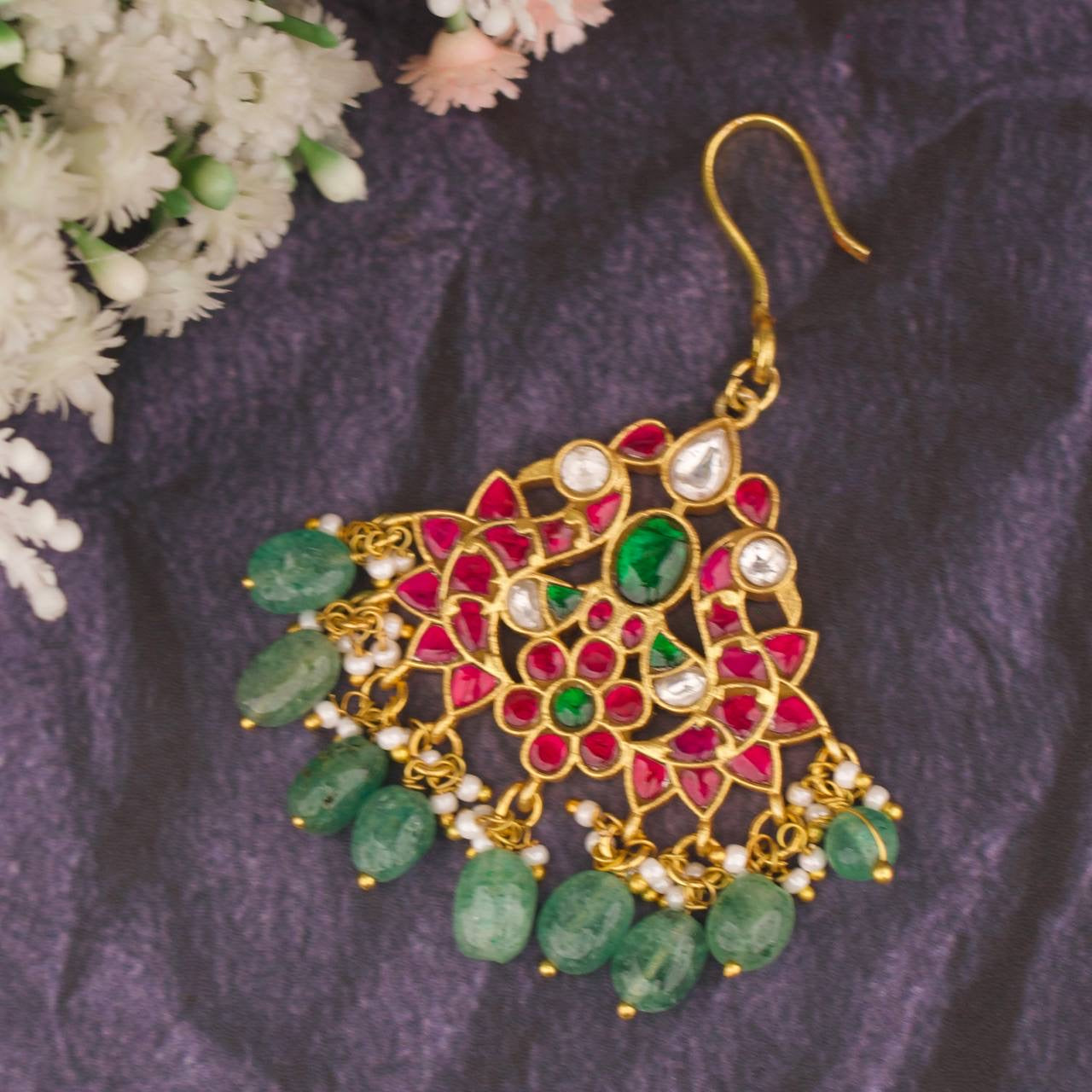 Peacock Design Jadau Kundan Mini Maangtika