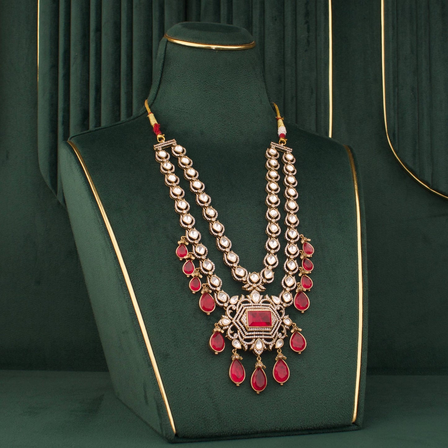 Royal Heritage Polki Jadau Kundan Layered Necklace Set With Matching Earrings