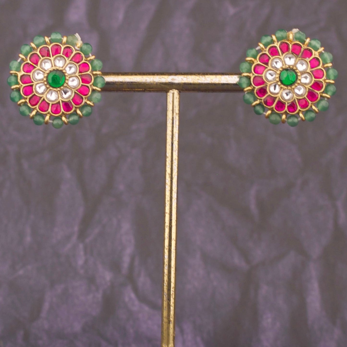 Elegant Floral Jadau Kundan Stud Earrings